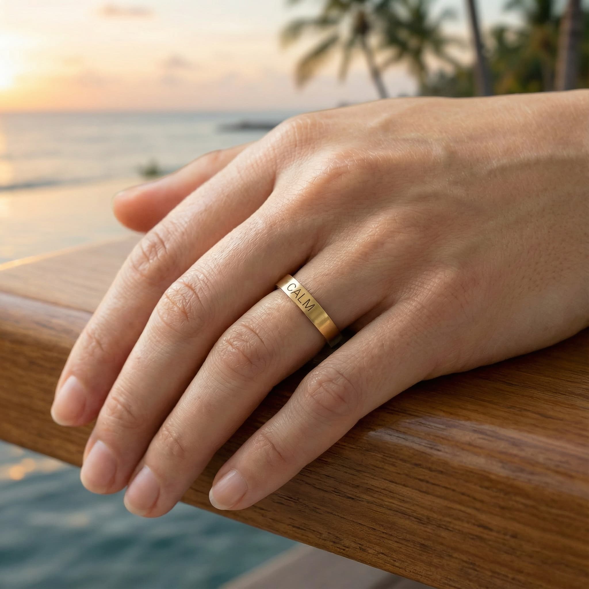 Calm Yazılı 925 Ayar Gümüş Yüzük